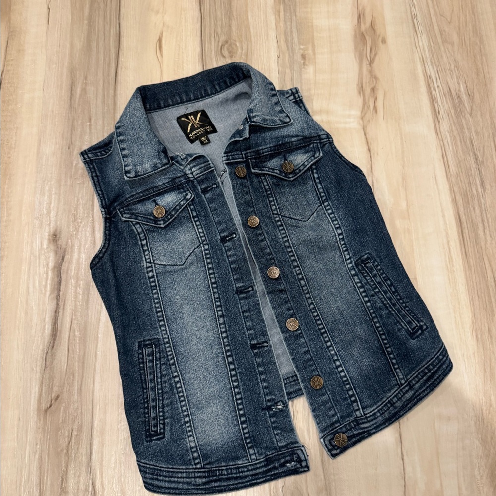 Kardashian Kollection Blue Denim Vest